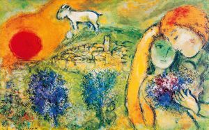 Contemporary Artwork by Marc Chagall - Lovers under sun