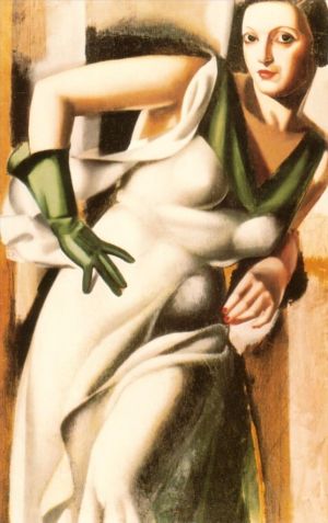 Woman with a green glove 1928 - Contemporary Oil Painting Art