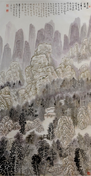 Contemporary Artwork by Liu Yuzhu - Pondering on the Green Mountain