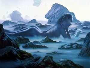 Contemporary Oil Painting - nude of mountain