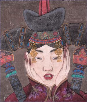 Contemporary Artwork by Su Ruya - Woman of Mongolia Nationality