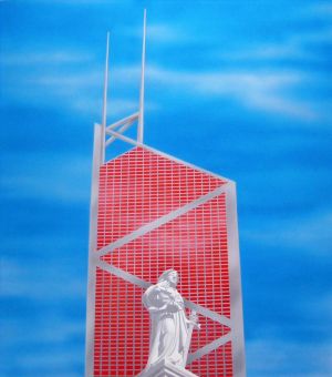 Contemporary Oil Painting - Lady of Justice Red Capital
